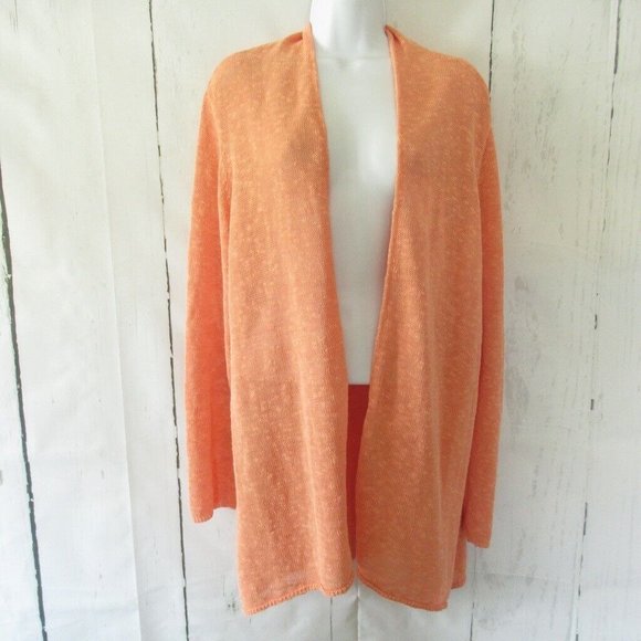 Eileen Fisher Sweaters - Eileen Fisher Cardigan Sweater XL Linen Open Front Peach Lagenlook Minimalist